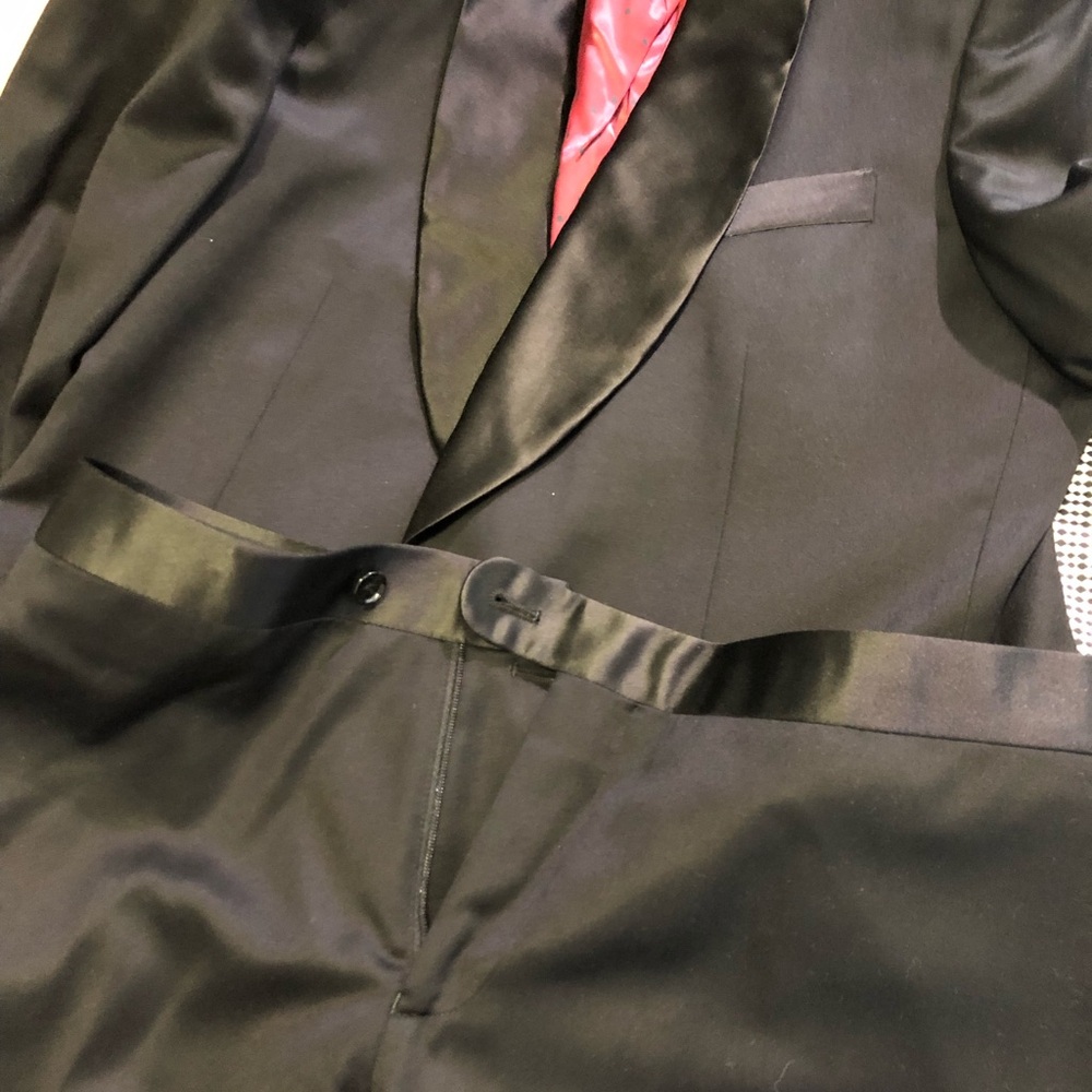 (3B) Men’s Black Tuxedo Pants 34W - Picture 4 of 7